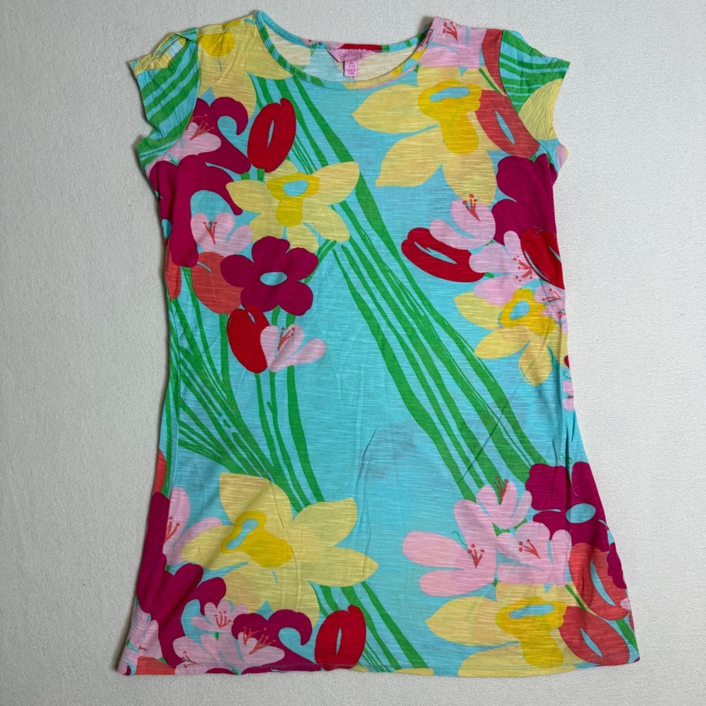 Lilly‎ Pulitzer Girls Floral Print Dress Colorful Cotton Casual Girls XL (12-14)